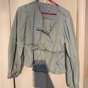 Free People Tie-Front Denim Top
